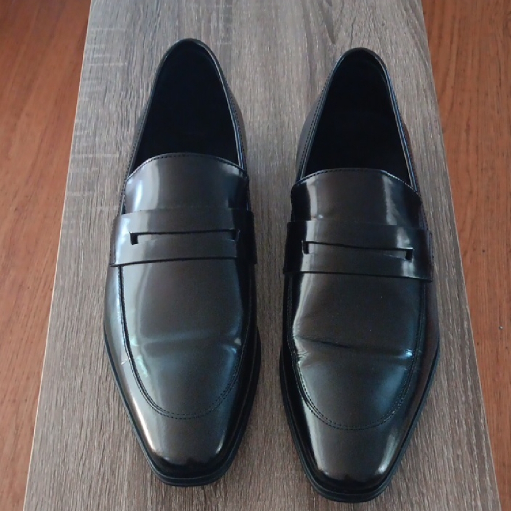 Versace Collection Black Leather Loafers Slip-On